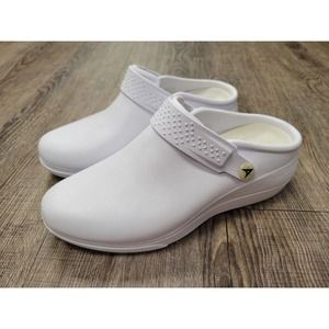 Anywear Any Wear White Nursing Clog Shoes Oil Slip Resistant Health Care Shoes 9